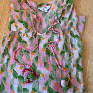Crown and Ivy Cactus Print Blouse Size Medium - Pink and Green